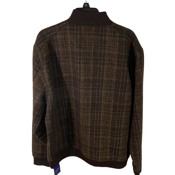 APT.9 Faux Wool Bomber Jacket Brown Plaid Standard Fit Size S - Picture 5 of 9